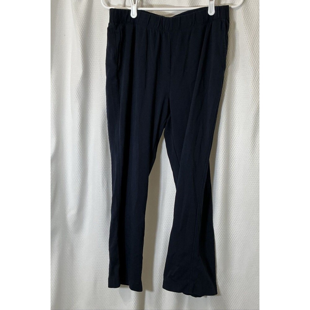 Lands' End Womens Navy Blue Sport Knit Straight Leg Pull On Pants M 10/12